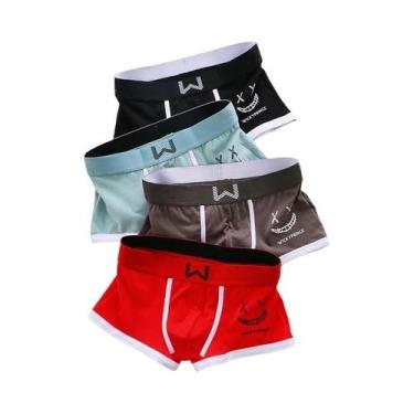 Imagem de Cuecas Boxer Masculinas De Algodão Respirável Com Design De Rosto Sorr