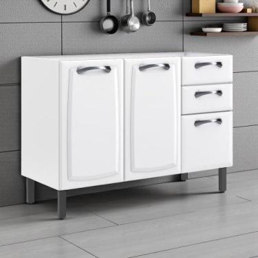 Imagem de Balcão Cozinha em Aço 3 Portas e 2 Gavetas 120cm sem Tampo New Premium