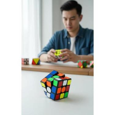 Imagem de Cubo Mágico Profissional 3x3 - Giro Rápido E Suave Preto - Congratulat