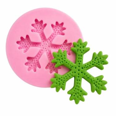 Imagem de Molde Floco Neve Natal Silicone Pasta Americana Decoração Artesanato -