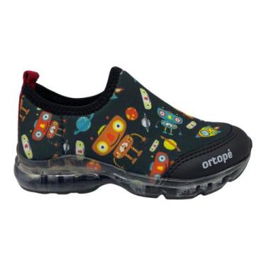 Imagem de Tenis Infantil Masculino Ortopé Power Light Led Estampado Preto, 34, P