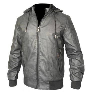 Imagem de Jaqueta Couro Masculina Forrada Capuz Removível Slim KLIZZ, Preto, GG