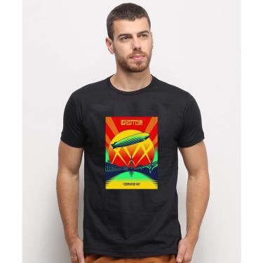 Imagem de Camiseta masculina Preta algodao Led Zeppelin Capa de Disco Rock Art