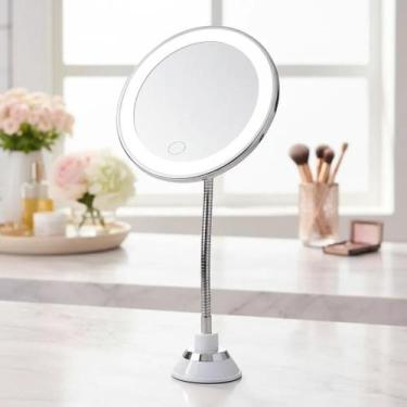 Imagem de Espelho De Mesa Redondo Luz Led Para Maquiagem Quarto Salão Camarim Us