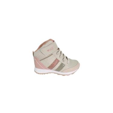Imagem de Tênis Cano Médio Infantil Menina Jet Kids 10.161144 Confortável, Bege,