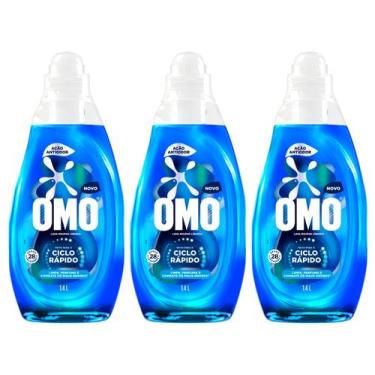 Imagem de Kit Sabão Líquido 1,4L 3 Unidades OMO - Ciclo Rápido Ação Antiodor
