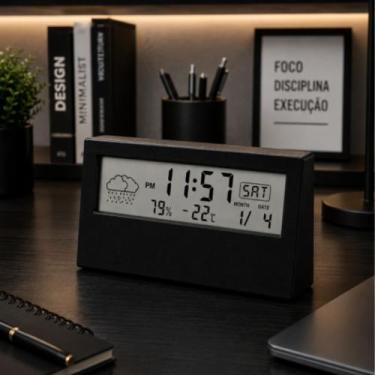 Imagem de Relógio Digital de Mesa Moderno Despertador Portátil Plástico Compacto