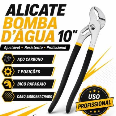 Imagem de Alicate Bomba Dágua 10 Polegadas 25cm Bico Papagaio Aço Resistente Pro