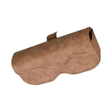 Imagem de Estojo De Óculos De Carro Em Couro Suede Antiderrapante Com Fechamento
