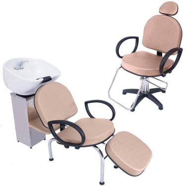 Imagem de Kit Salão de beleza Cabeleireiro Lavatório Cuba louça e Poltrona Fixa 