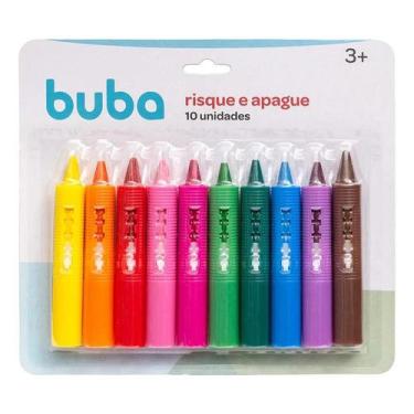 Imagem de Giz de Cera Risque e Apague Banho Divertido C/10 Cores Buba - Congratu