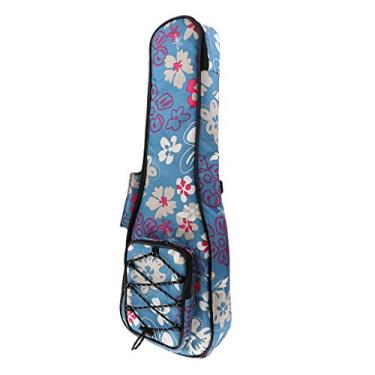 Imagem de F Fityle Mochila Ukulele Uke de 66 cm, impermeável, acessório para instrumento musical, flor azul