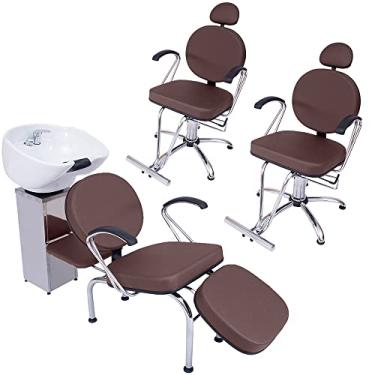 Imagem de Kit 2 Poltronas Cadeira Recl e Lavatório Salão Beleza Veneza