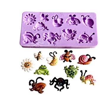 Imagem de Confeitaria dos moldes, F1013 MOLDE DE SILICONE BICHOS JARDIM PARA DECORAR