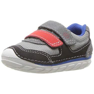 Imagem de Stride Rite Tênis infantil Mason feminino atlético de malha, Cinza/preto, 16