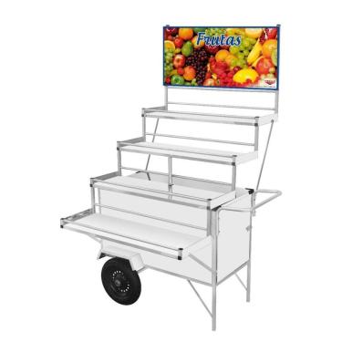 Imagem de Carrinho Expositor de Frutas com Rodas Pneumáticas e Guarda Sol