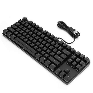 Imagem de ASHATA Teclado mecânico, teclado RGB Entertainment Gaming Mixed Light Wired Keyboard, 87 teclas Blue Switch Gaming Keyboard para computador PC Gamer (preto)