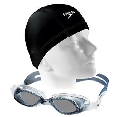 Imagem de Kit Óculos Natação Speedo Legend + Touca Xtrafit Tecido Confortável (óculos fumê/fumê)