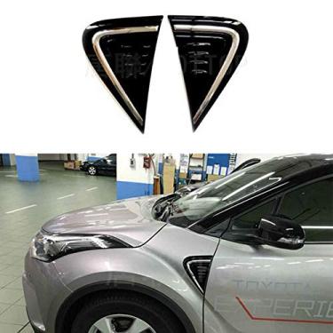Imagem de 2 peças serve para Toyota CHR C-HR 2017 2018 2019 2020 2021 ABS Adesivo dianteiro para-lama acessórios de saída de ar - preto