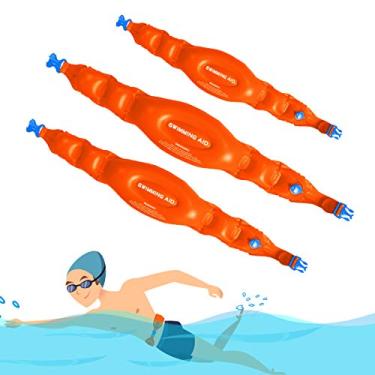 Imagem de Cinto de natação inflável (pacote com 3), auxílio para natação, cinto de flutuabilidade, boia inflável para piscina, torna sua natação mais fácil e fácil, flutuação para adultos e crianças, ótimo para nadar ou treinar na piscina (+ M + P)