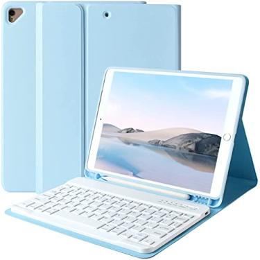 Imagem de BAIBAO Capa De Teclado Para Ipad 9 Geração 2021/8 Geração/7 Geração 10.2", Sem Fio Destacável Com Porta-Lápis, Para Novo Ipad 9 Geração/8 Geração/7 Geração 10.2" Ipad Air 3/Ipad Pro 10.5" Azul
