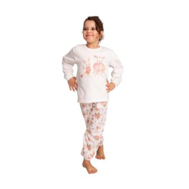 Imagem de Pijama Moletinho Peluciado Feminino Infantil - Coelhinhos Off-White -