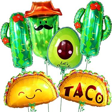 Imagem de Huge, Cactus Balloons for Fiesta Party Decorations - Pack of 6 | Fiesta Balloon Garland for Cinco De Mayo Decorations | Avocado Balloon, Fiesta Balloons, Taco Balloons for Mexican Party Decorations