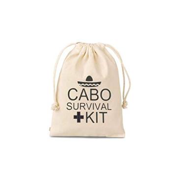 Imagem de Conjunto de 10 sacos Cabo SurvivalHangover Kit, bolsas de ressaca, sacos de amenidade, sacos de festa de despedida de solteira, sacos de ressaca de algodão, cordão, festa de casamento, sacos de festa