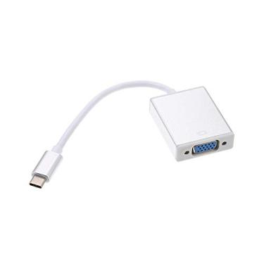 Imagem de Adaptador, Romacci Conversor de cabo adaptador VGA tipo-C para fêmea USB-C para VGA HDTV Substituição do cabo adaptador para Galaxy S9 Macbook para monitor e projetor de TV