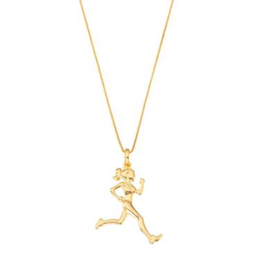 Imagem de Colar Sport Pingente de Corrida Feminino Antialérgico Banhado à Ouro 18k