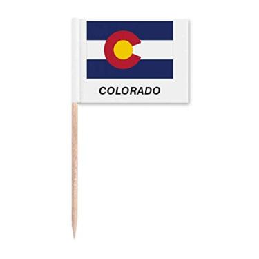 Imagem de Bandeira do estado americano com perfil de palito de dente do Colorado marcadores para decoração de festa