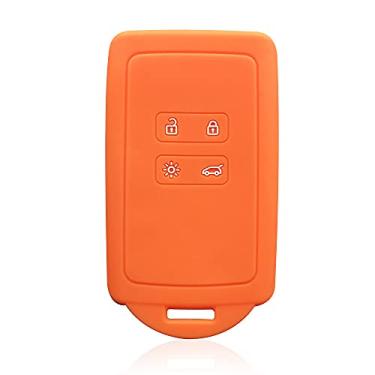 Imagem de YJADHU Capa de silicone para chave inteligente de carro, apto para Renault Clio Megane Arkana Arcan Kadjar Zoe Espace 5 Renault Captur 2020, laranja