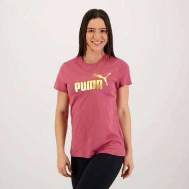 Imagem de Camiseta Puma Ess+ Metallic Logo I Feminina Rosa