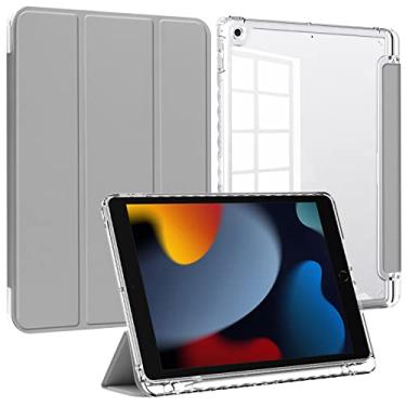 Imagem de Capa de silicone acrílico transparente para iPad de 10,2 polegadas, compatível com iPad 9ª geração 2021/iPad 8ª geração 2020/iPad 7ª geração 2019, capa inteligente com suporte fino com slot para caneta