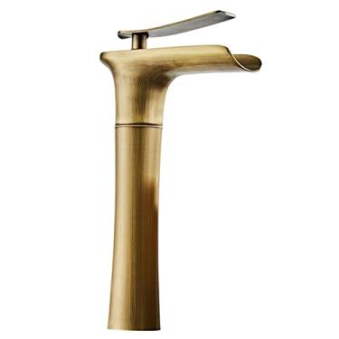 Imagem de Torneiras de banheiro para pia 1 furo torneira de vaidade manípulo único um furo torneira de banheiro para pia de banheiro 1 furo torneiras de cachoeira altas para torneira de pia de banheiro para cozinha, antigo A (cor: antigo b