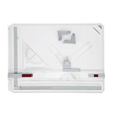 Imagem de Mesa de desenho, mesa de desenho A3, tábua de desenho portátil A3, conjunto de ferramentas de desenho multifuncional, conjunto de esboços gráficos técnicos arquitetônicos com réguas paralelas e