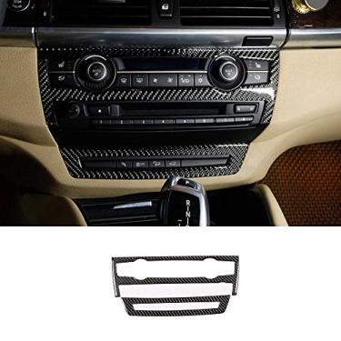 Imagem de JIERS Para BMW X5 E70 X6 E71 2008-2013, adesivos de acabamento de moldura de ajuste de volume de ar condicionado de fibra de carbono