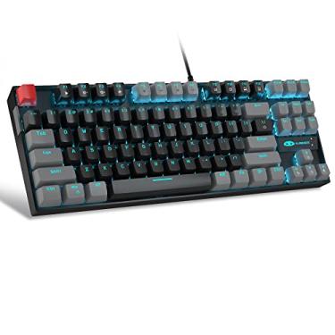 Imagem de MageGee teclado mecânico 75% para jogos, interruptor vermelho, retroiluminação LED azul, 87 teclas compactas, TKL teclados de computador com fio para Windows, Laptop, PC Gamer - Preto/Cinza
