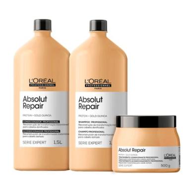 Imagem de Kit L'oréal Absolut Repair Gold Quinoa Shampoo 1500ml+ Condicionador 1