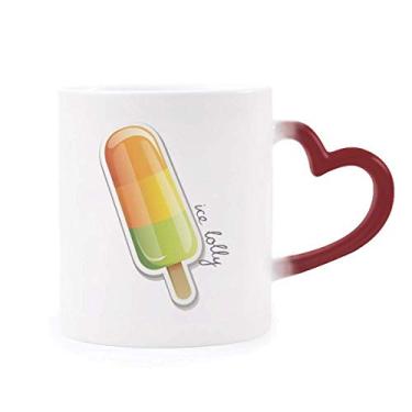 Imagem de Caneca laranja amarela verde picolé doce sorvete sensível ao calor Caneca vermelha que muda de cor