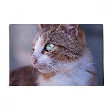 Imagem de DIYthinker Tapete para porta de banheiro com perfil de gato marrom com aparência selvagem antiderrapante