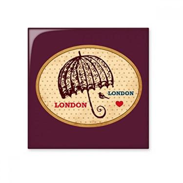 Imagem de Carimbo de guarda-chuva de Londres britânico azulejo de cerâmica brilhante decalque vitrificado pedra adornada