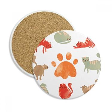 Imagem de Caneca de animal fofa com pegada de família de gatos Caneca de proteção de mesa Pedra absorvente