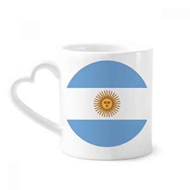Imagem de Canecas de cerâmica com símbolo da bandeira nacional da Argentina com alça de coração, presente de 355 ml