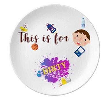 Imagem de Cleaning Dirty Stain Tire Marks Placa de porcelana Jantar Prato Redondo Masculino