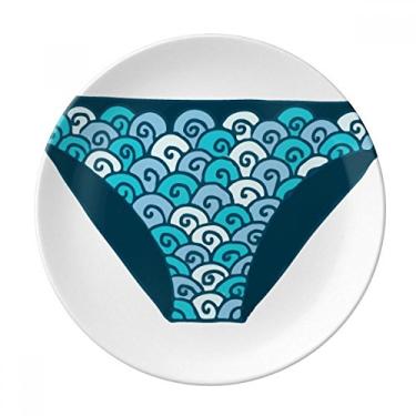 Imagem de Calção de banho azul com estampa de ilustração, prato decorativo de porcelana Salver louças de jantar