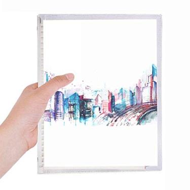 Imagem de Caderno de anotações em aquarela com desenho de folhas soltas e diário recarregável