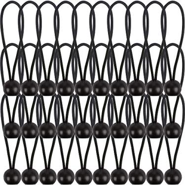 Imagem de AOPRIE 30 peças de bolas elásticas de 15 cm, elásticos de bola preta, resistentes ao clima, alça de amarrar de 4 mm de espessura, para acampamento, tendas, carga, arame e mangueiras