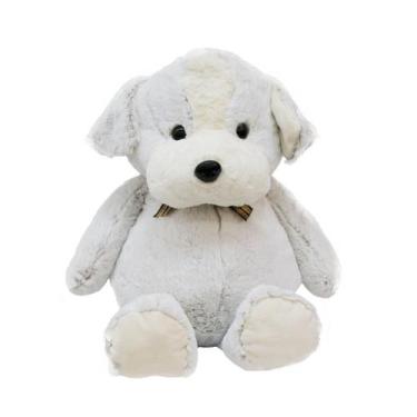Imagem de Cachorro Branco Com Laço 45cm - Pelúcia - Foffy