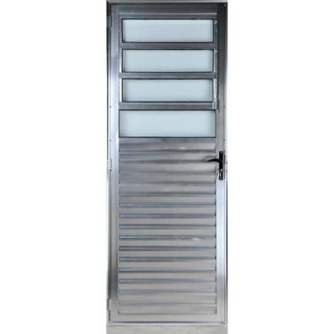 Imagem de Porta De Alumínio Basculante 2,10 X 0,90 Direita Vidro Mini Boreal Lin